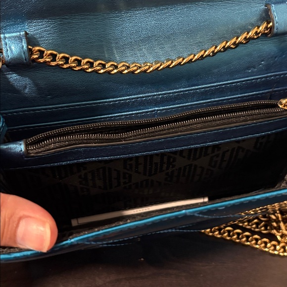 NWOT Kurt Geiger Metallic Blue WOC Crossbody Bag - Picture 11 of 12
